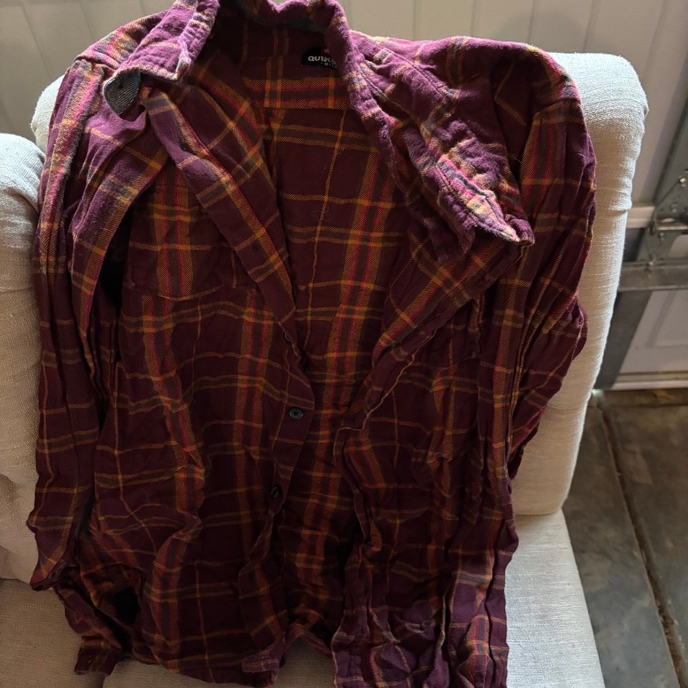 Quiksilver Red and Yellow Casual Button Down Shirt